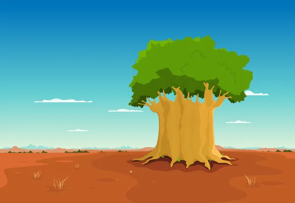 非洲沙漠里面的猴面包树 — 图库矢量图片