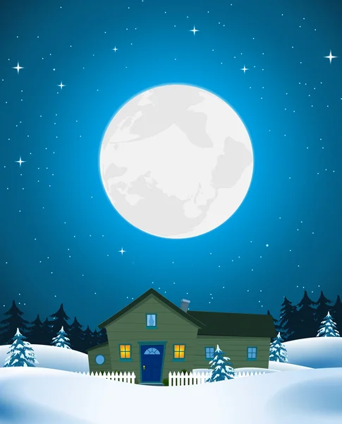 Maison dans paysage d'hiver — Image vectorielle