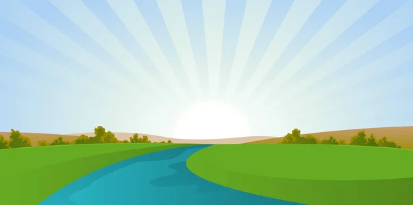 Paysage de la rivière Cartoon — Image vectorielle