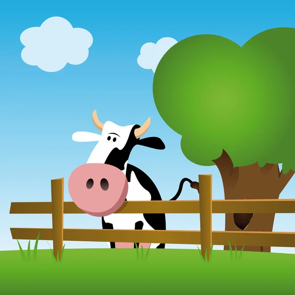Vaca lechera en un campo — Vector de stock