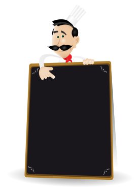 Chef Menu Holding A Blackboard clipart