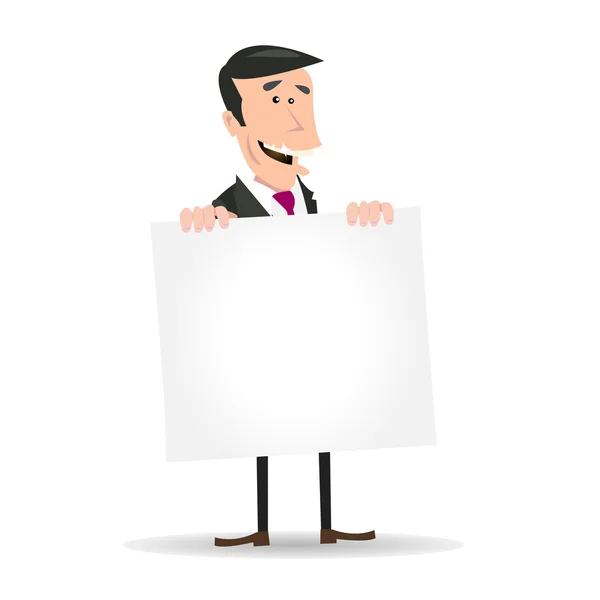 White Businessman Holding A Blank Sign — Stock Vector