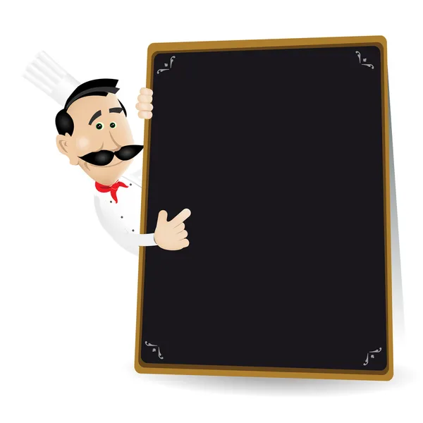 Menu Chef tenant un tableau noir montrant aujourd'hui — Image vectorielle