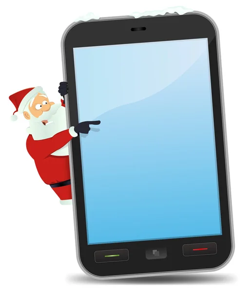 Noel Baba işaret eden smartphone — Stok Vektör