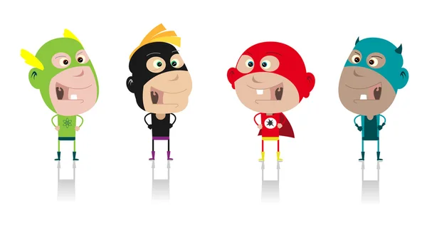 Super eroi dei cartoni animati Equipaggio dei bambini — Vettoriale Stock