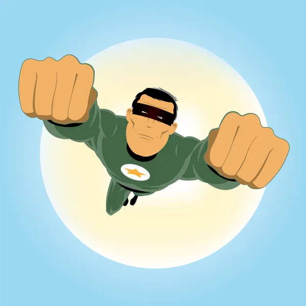 漫画のような緑のスーパー ヒーロー — ストックベクタ