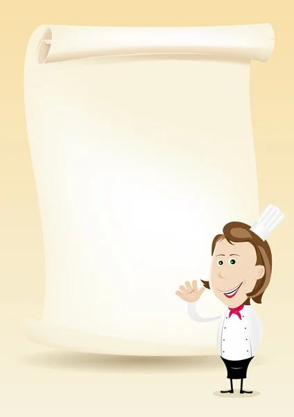 Woman Chef Restaurant Poster Menu background — Stock Vector