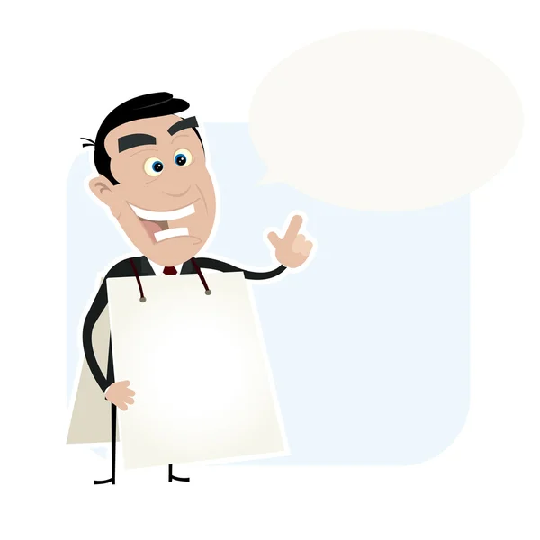 Homme d'affaires blanc tenant un panneau sandwich — Image vectorielle