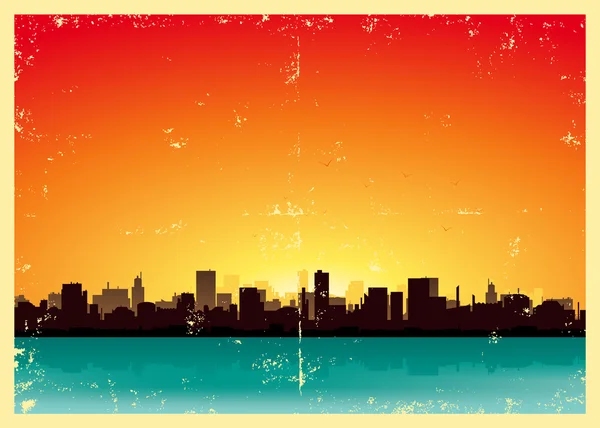 Grunge d'été Paysage urbain — Image vectorielle