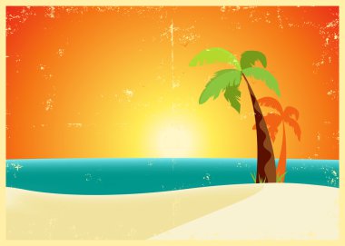 Grunge tropik sahil poster
