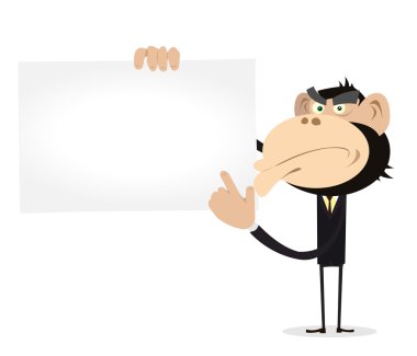 Monkey Businessman Holding A VCard clipart