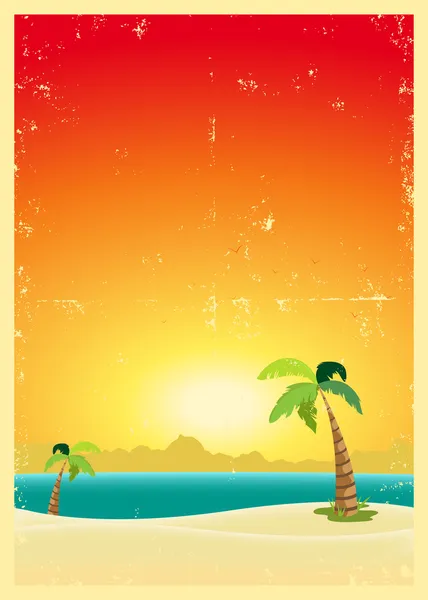 Egzotik plaj grunge kartpostal — Stok Vektör