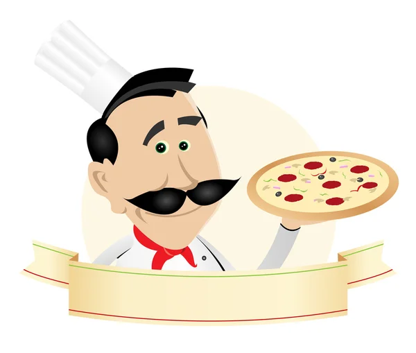 Šéfkuchař pizza restaurace nápis — Stockový vektor