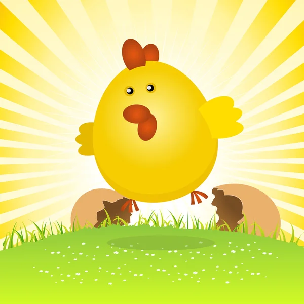 Весеннее пасхальное рождение цыплят — стоковый вектор