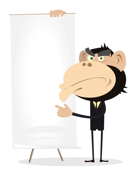 Μαϊμού επιχειρηματίας που κρατά ένα χαρτόνι — Διανυσματικό Αρχείο