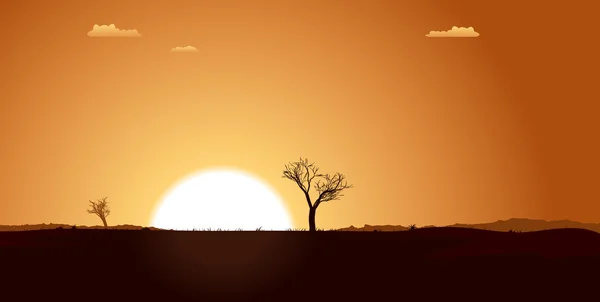 Paysage de plaine du désert d'été — Image vectorielle