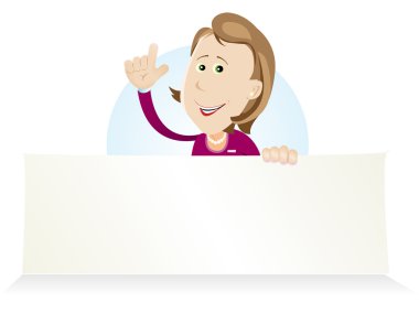 Cartoon Housewive Holding Ad Sign clipart