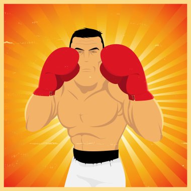 Grunge Boxer In Guard Position clipart