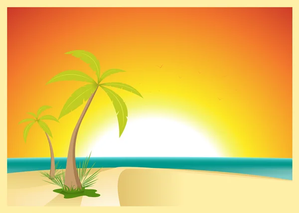 Egzotik plaj kartpostal — Stok Vektör