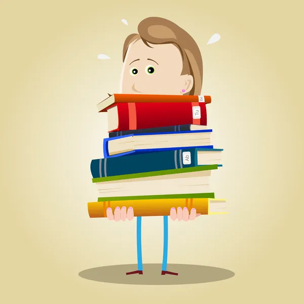 Meşgul kütüphaneci kadın — Stok Vektör
