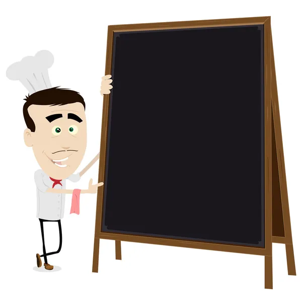 Chef Cook segurando um quadro negro — Vetor de Stock