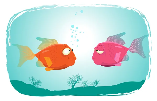 Fishes In Love — Stock Vector