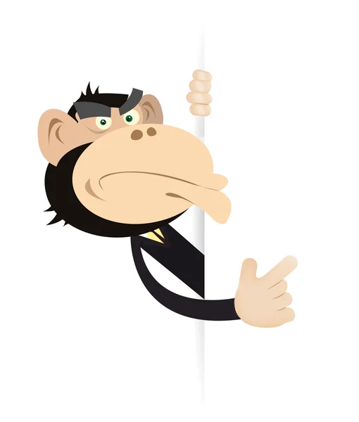 Macaco empresário sinal em branco — Vetor de Stock