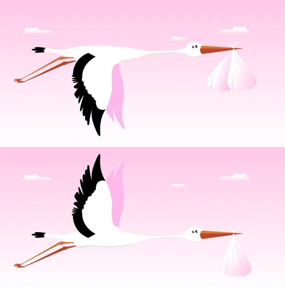 Stork levererar baby - det — Stock vektor