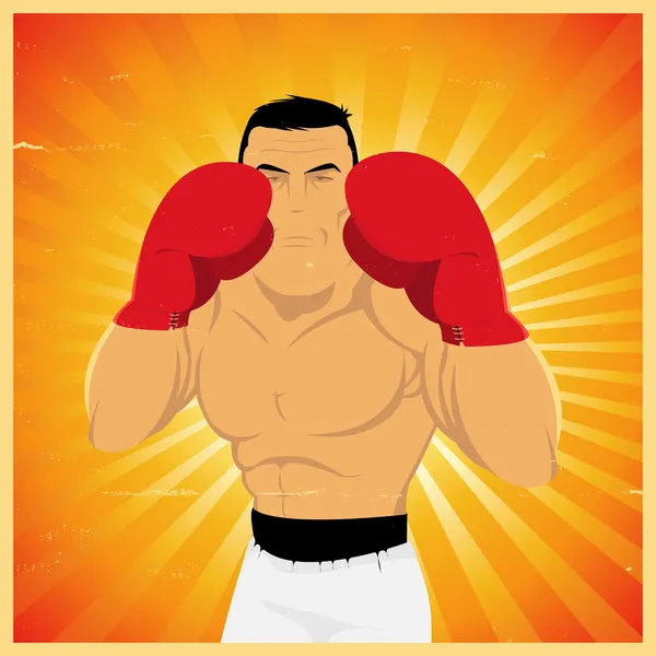 Boxer Grunge In posizione di guardia — Vettoriale Stock