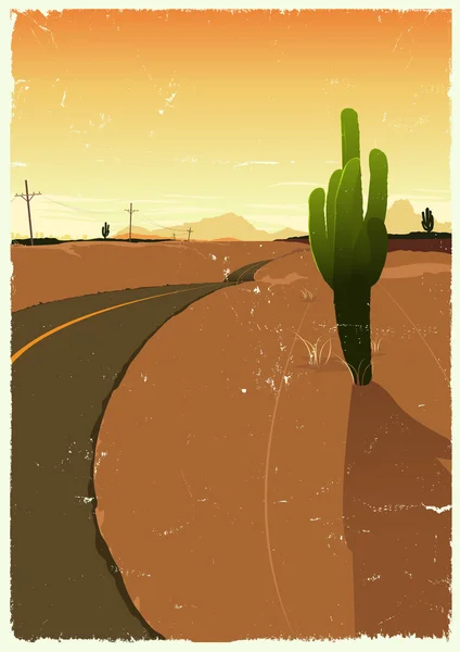 Strada del deserto occidentale — Vettoriale Stock