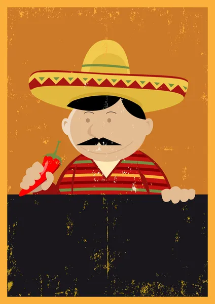 Grunge Meksikalı Şef yemek menüsü Stok Vektör