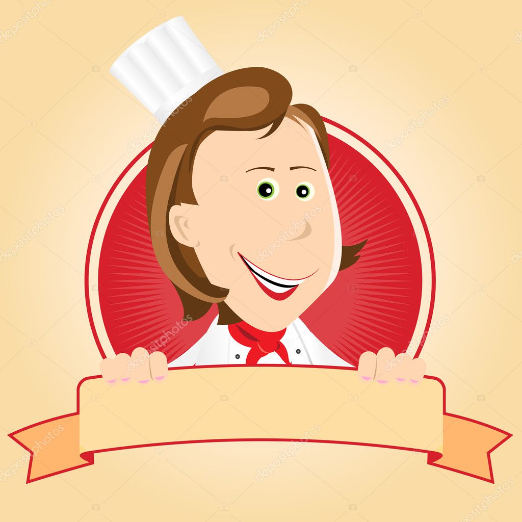 Food Banner - Chef Woman — Stock Vector © benchyb #7885279