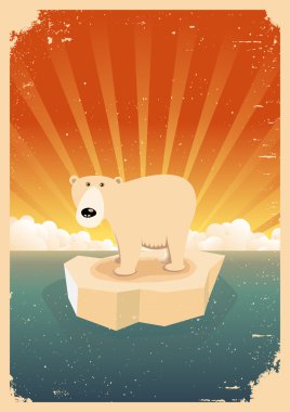 Beyaz kutup ayısı vintage grunge poster
