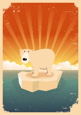 White Polar Bear Vintage Grunge Poster clipart