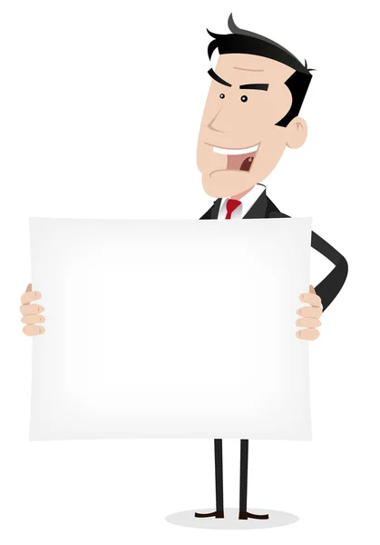 White Businessman Holding Advertising Message — Stock Vector