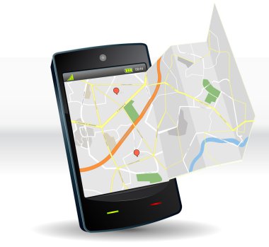 Street Map On Smartphone Mobile Device clipart