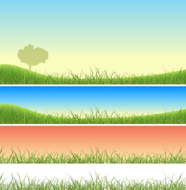 Spring Green Grass Landscape Set clipart