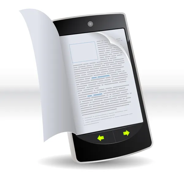 Smartphone obracející kniha — Stockový vektor