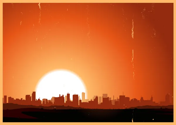 Sommaren sunrise staden — Stock vektor