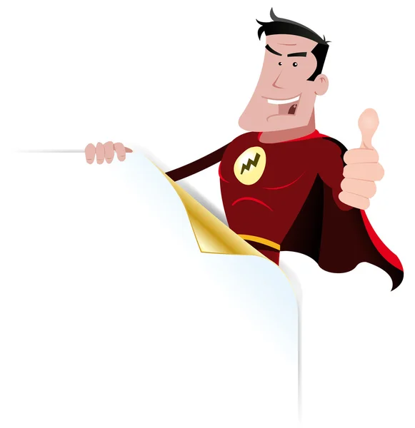 Dibujos animados Super héroe esquina página — Vector de stock