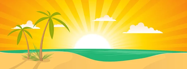 Summer Exotic Beach Landscape Banner — Stock Vector