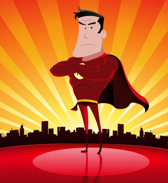 Super Hero In The City — Stock Vector