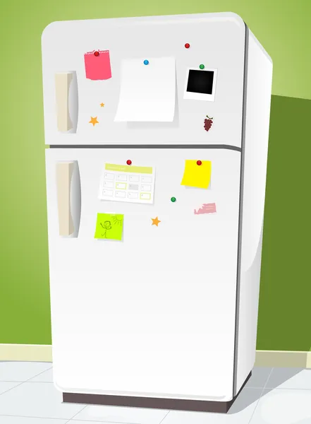 Холодильник с записками — стоковый вектор