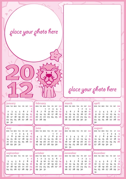 Little girl calendar 2012 — Stock Vector