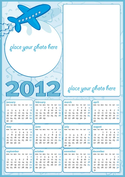 Little boy calendar 2012 — Stock Vector