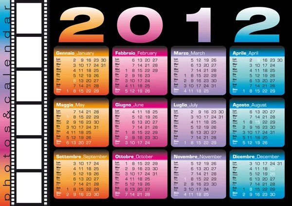 2012 calendar in italian and english — Stock Vector