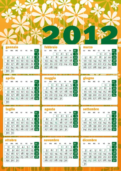 Vuosikerta 70-luku 2012 kalenteri — vektorikuva