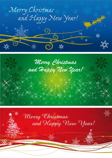 Χριστούγεννα πανό σε τρία χρώματα και στυλ — Διανυσματικό Αρχείο