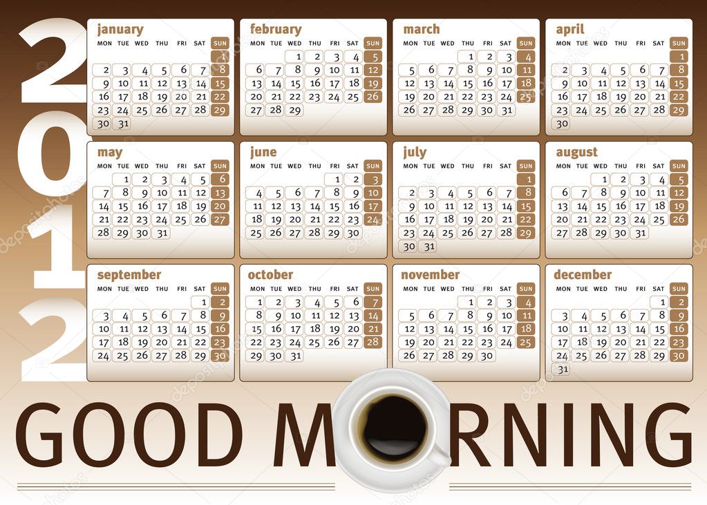 Coffee cup calendar 2012