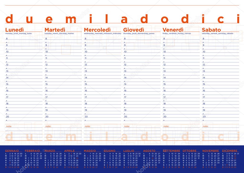 Planning 2012 in italian and other languages